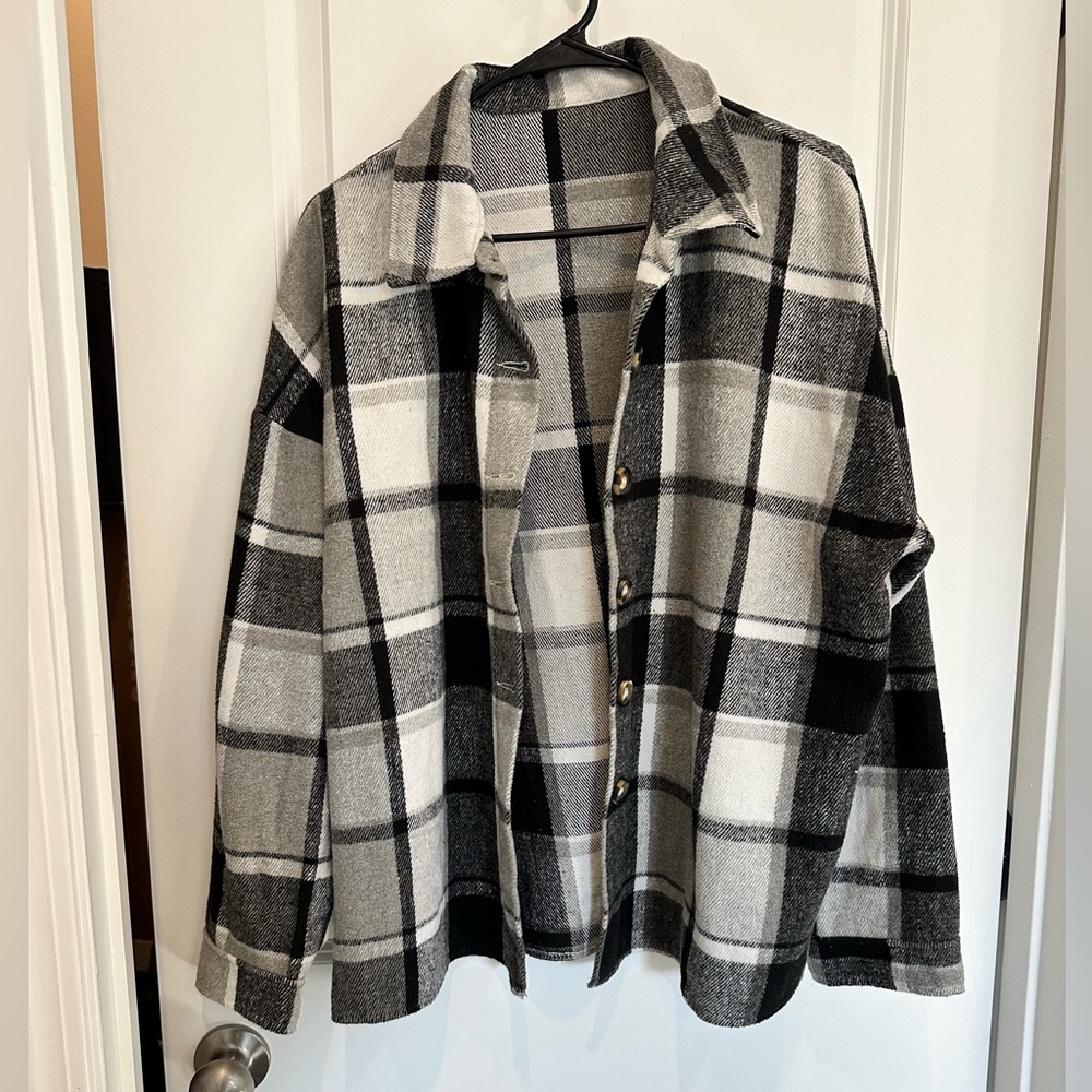 Plaid Button-Up Jacket
